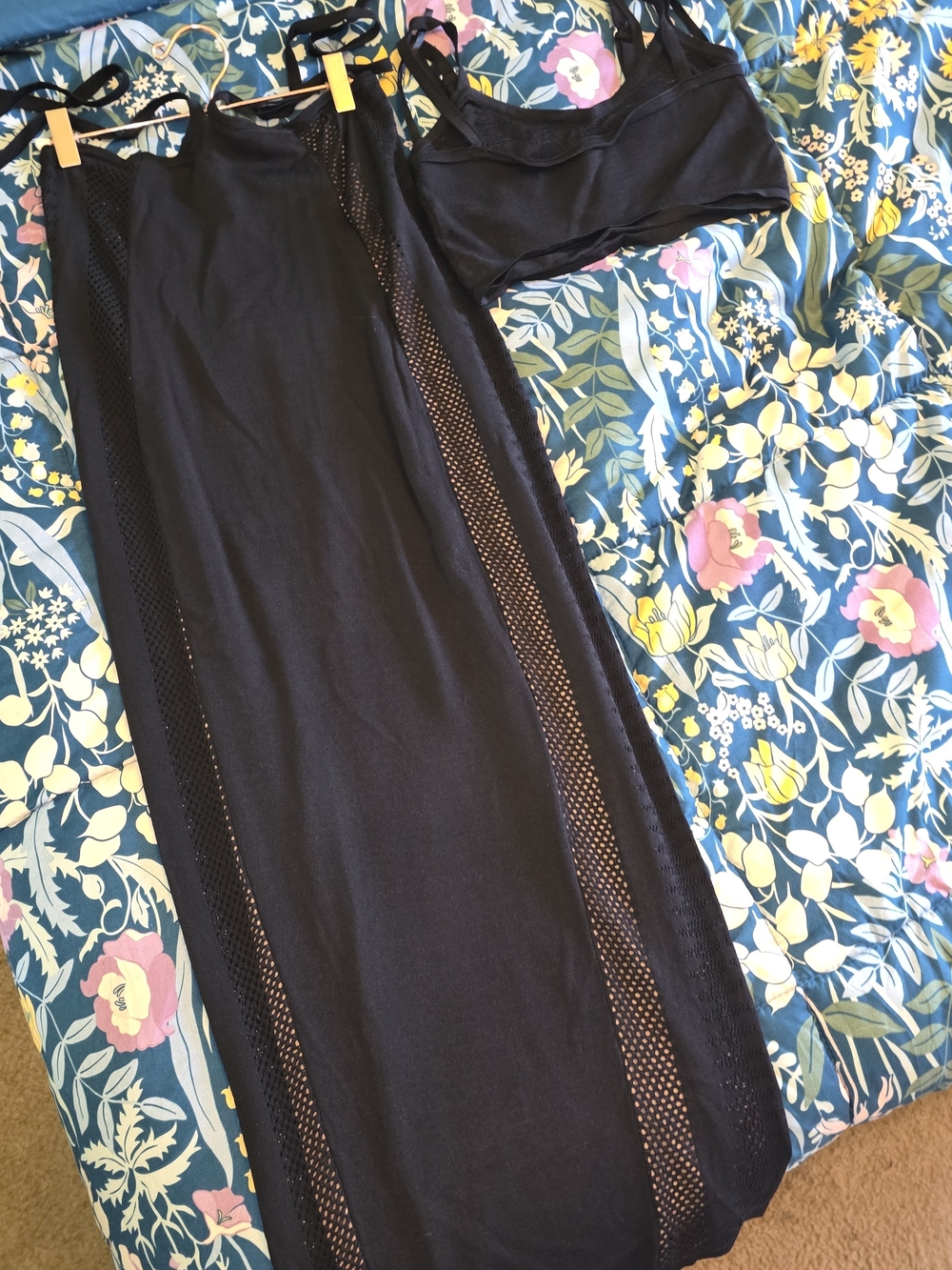 J LUXE LABEL Black Maxi Jumpsuit with Mesh Side Panels